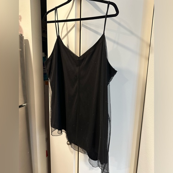 Lane Bryant Diagonal Asymmetrical Hemline Lace Shimmer Tank Blouse 28 - Picture 9 of 10